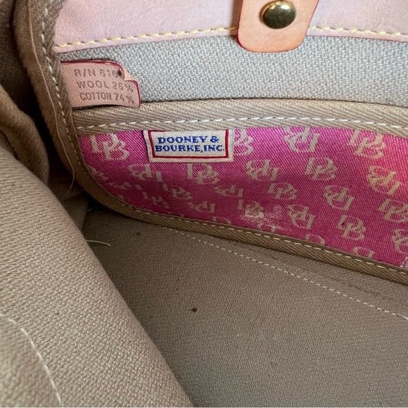 Vintage Dooney & Bourke Pink Monogram Satchel Canvas Tassel Handbag - Picture 14 of 15
